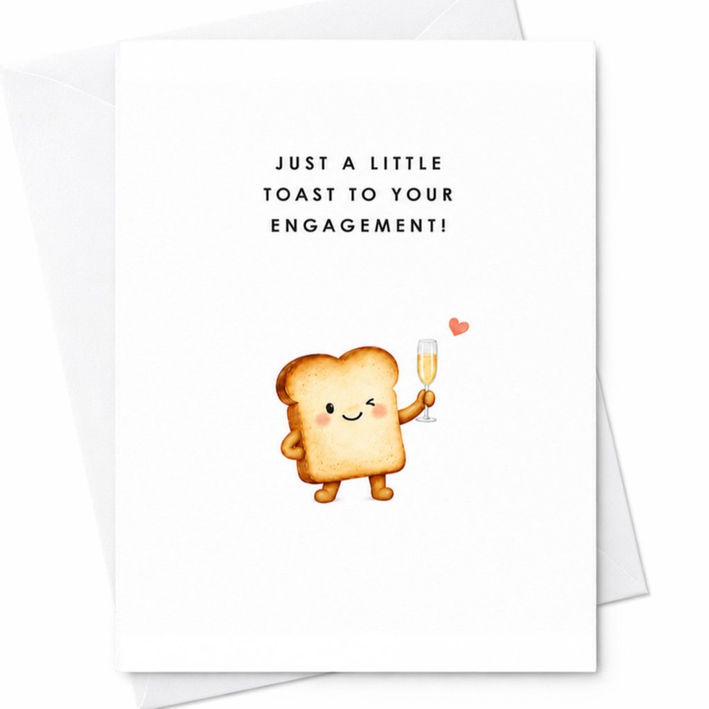 Just A Little Toast To Your Engagement! Cute Engagement Card Funny Toast Character With Champagne For Newly Engaged Couple C3281