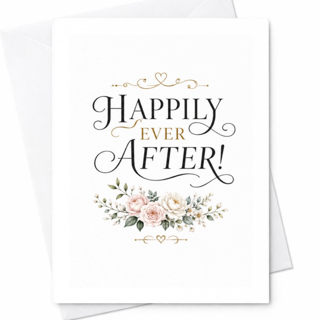 Happily Ever After! Wedding Card Elegant Floral Romantic Greeting Card For Couple Bride Groom Anniversary C3287