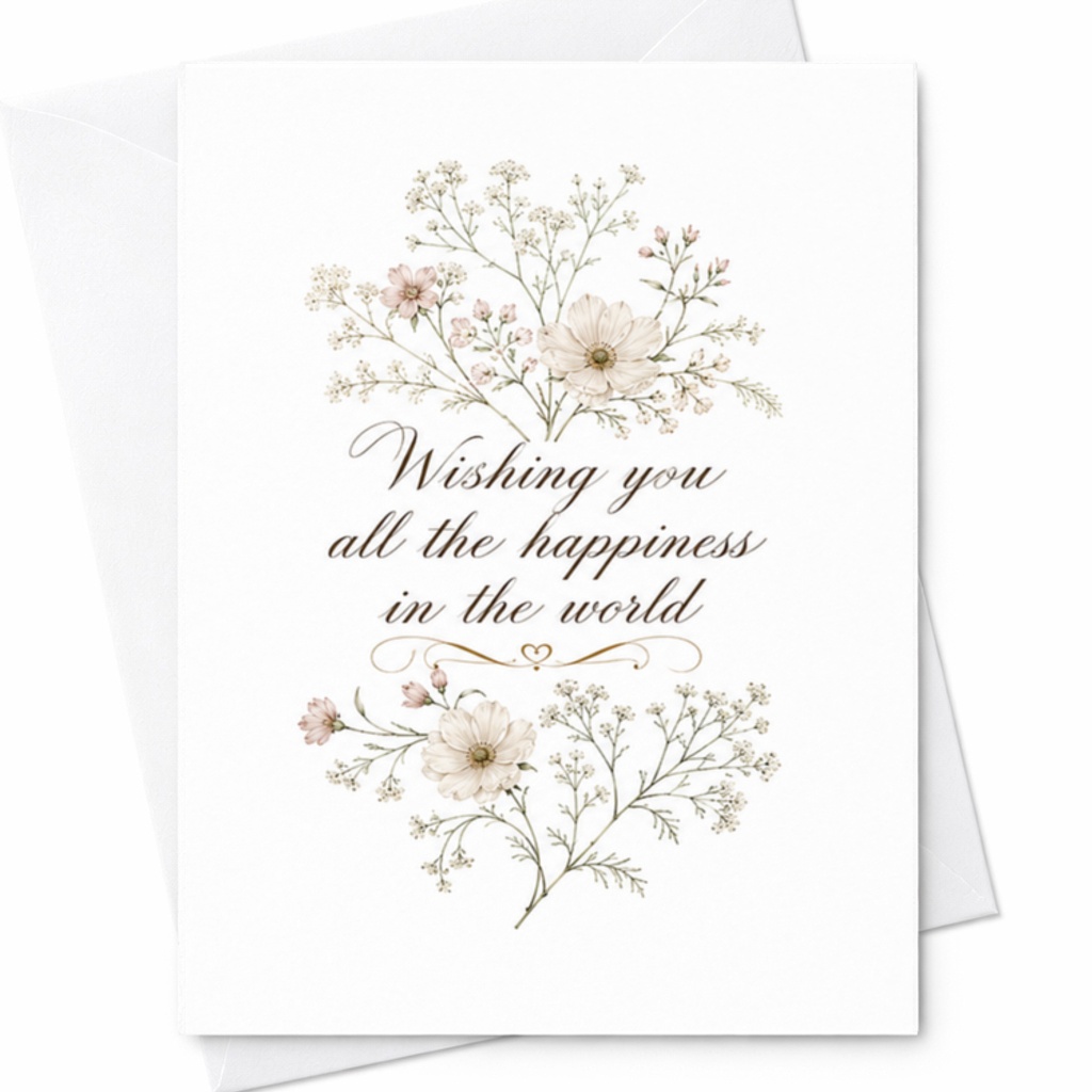 Wishing You All The Happiness In The World Wedding Card Floral Engagement Anniversary Card For Couple Romantic C3292