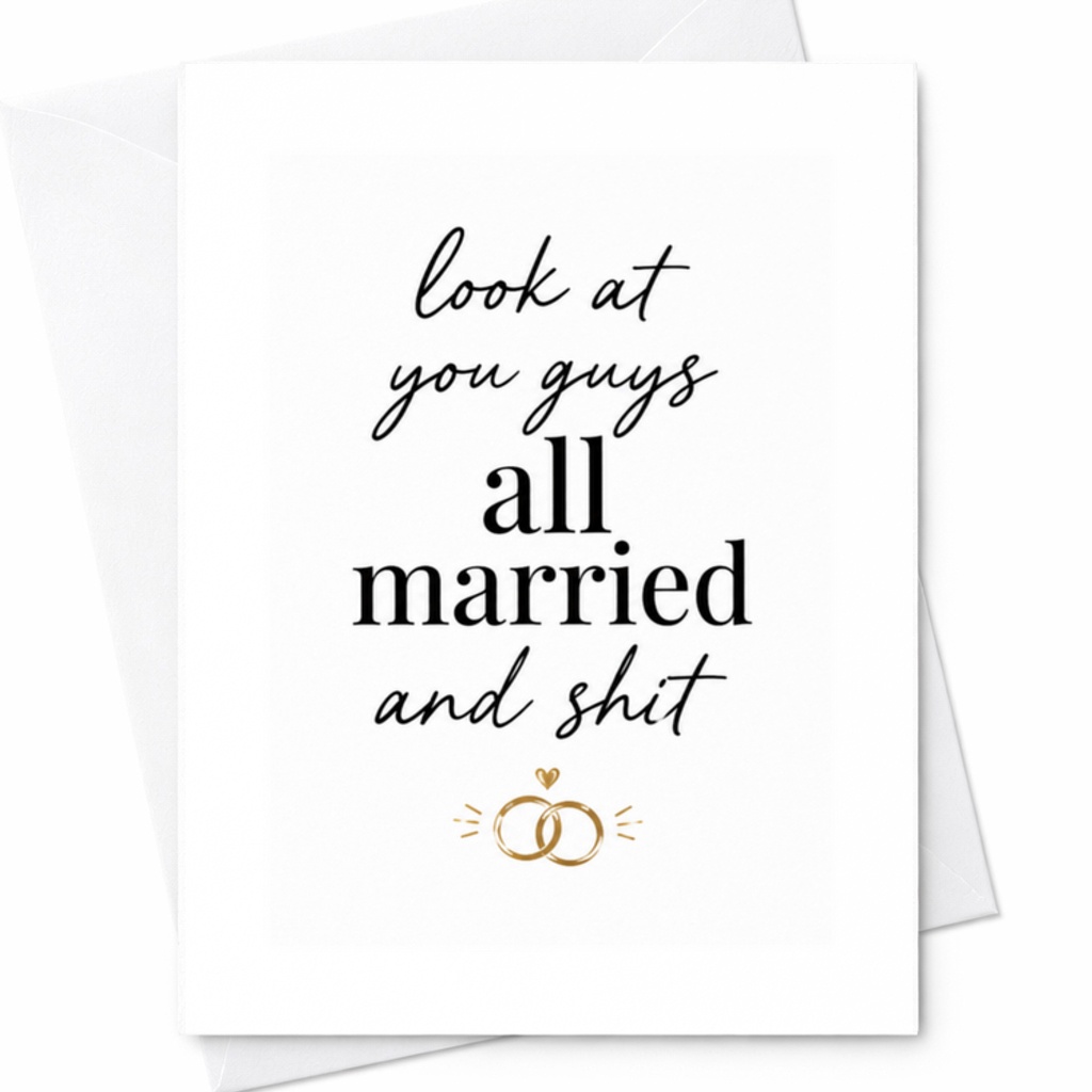 Look At You Guys All Married And Shit Funny Wedding Card Newlyweds Congratulations Card For Couple Marriage Card C3294
