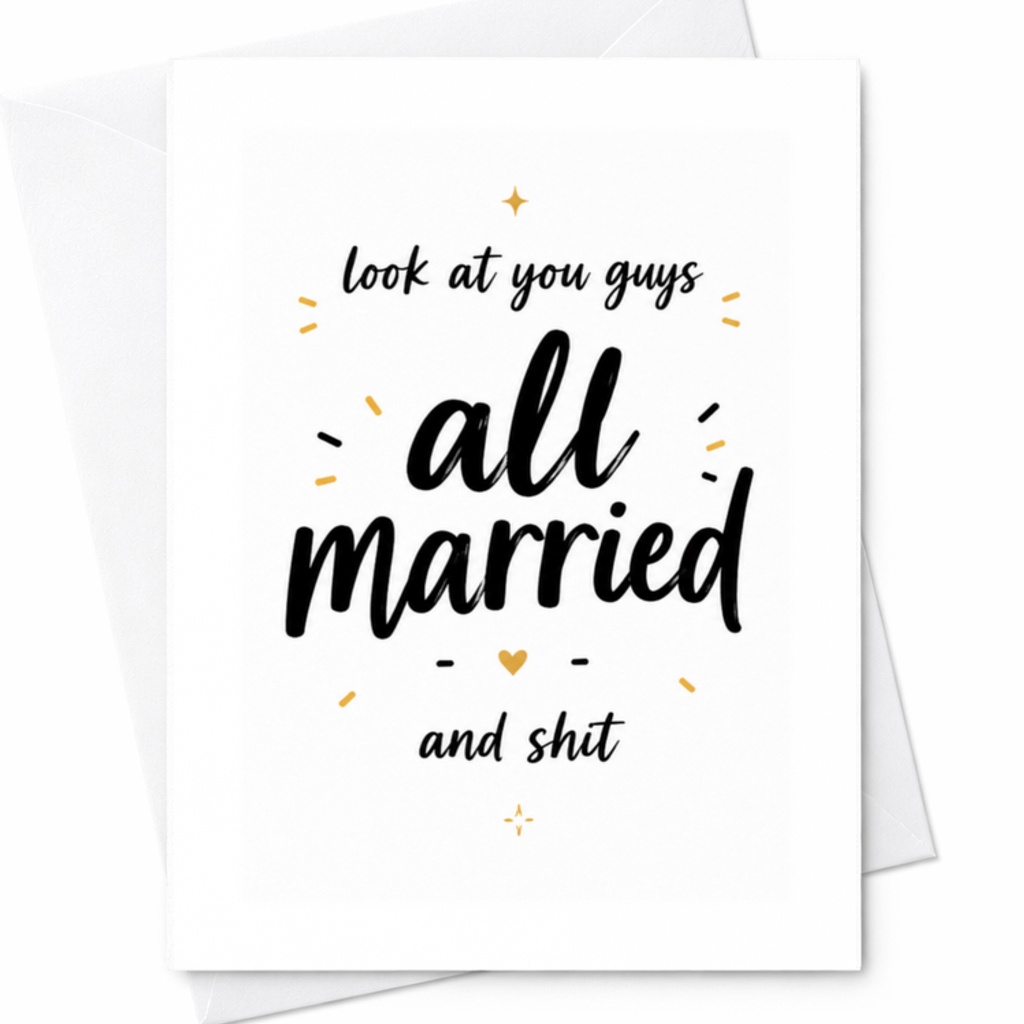 Look At You Guys All Married And Shit Wedding Card Funny Marriage Congratulations Card For Couple Newlyweds C3295