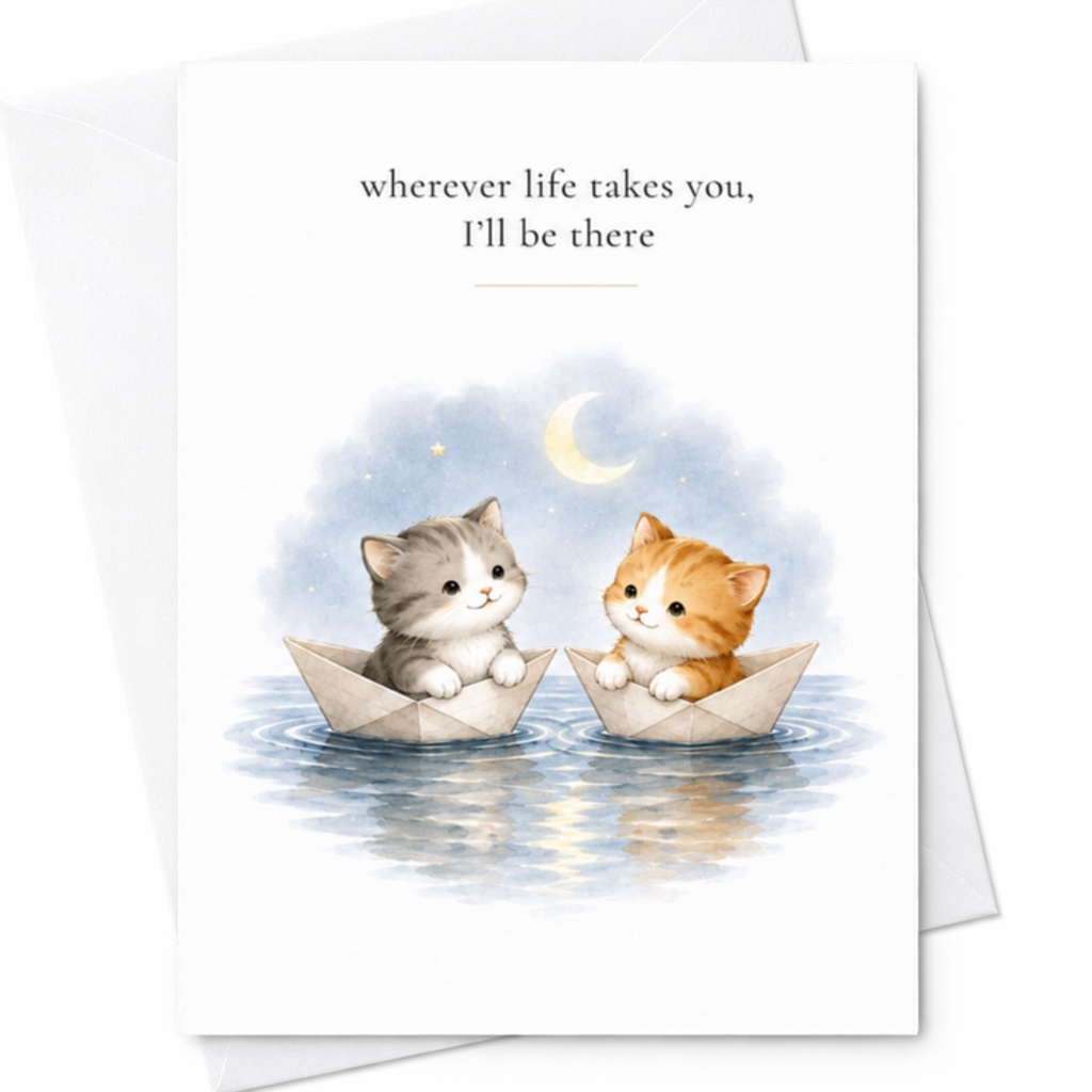 Wherever Life Takes You, I'll Be There Love Card Cute Kittens Romantic Greeting Card Anniversary Card For Cat Lover Sweet C3297