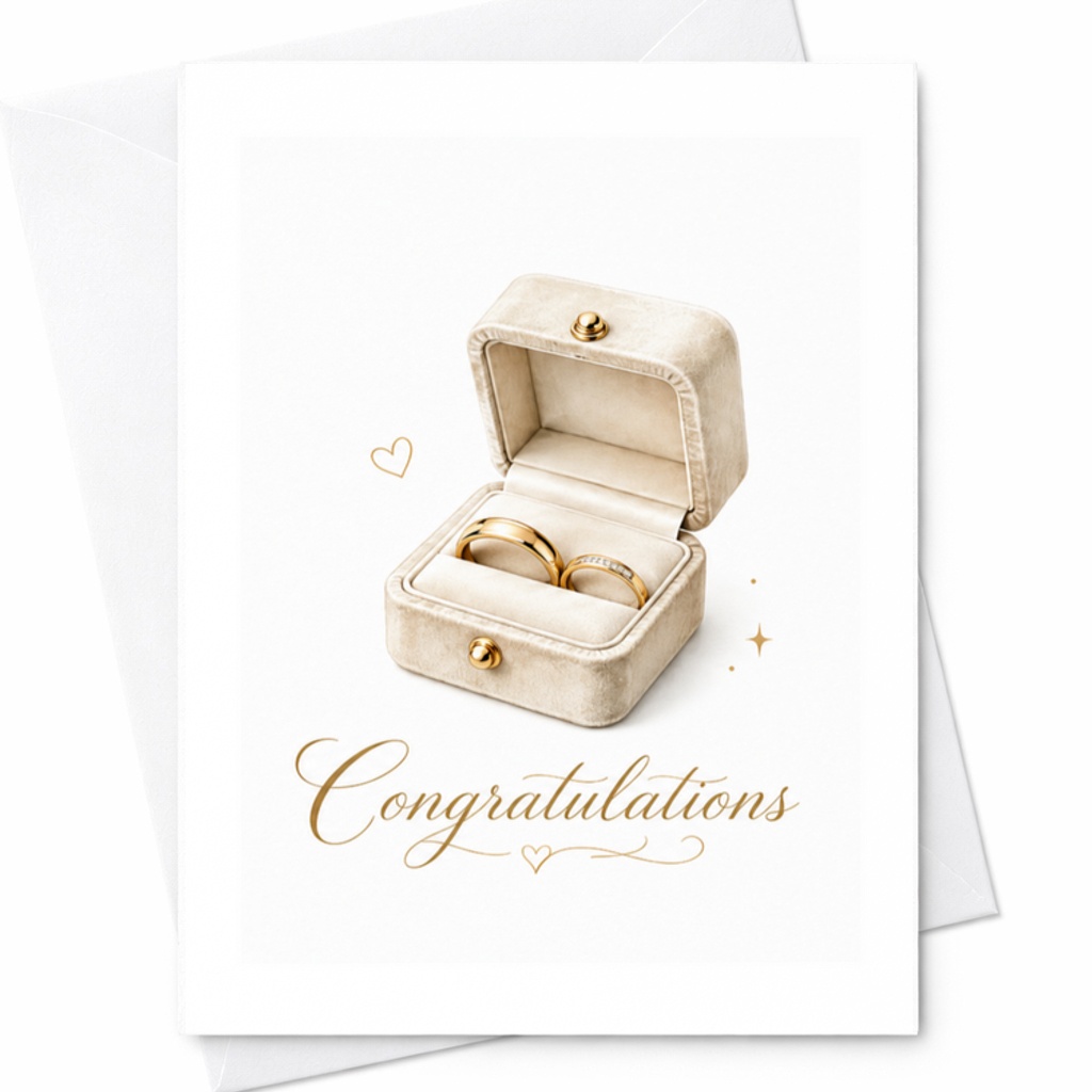 Congratulations Wedding Card Elegant Engagement Card Newlyweds Marriage Celebration Card For Couple Romantic Gold Rings C3306