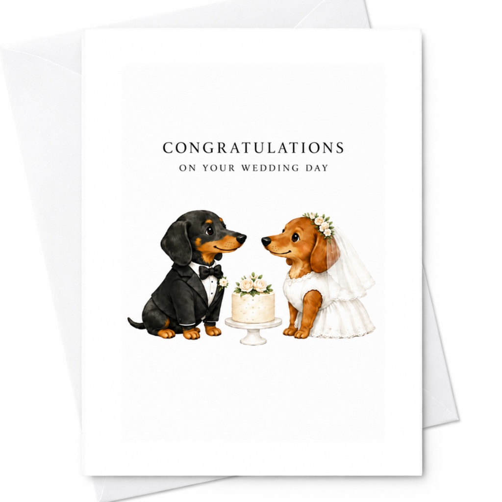 Congratulations On Your Wedding Day Cute Wedding Card Dogs In Wedding Attire For Newlyweds Animal Lover Couple Romantic C3318