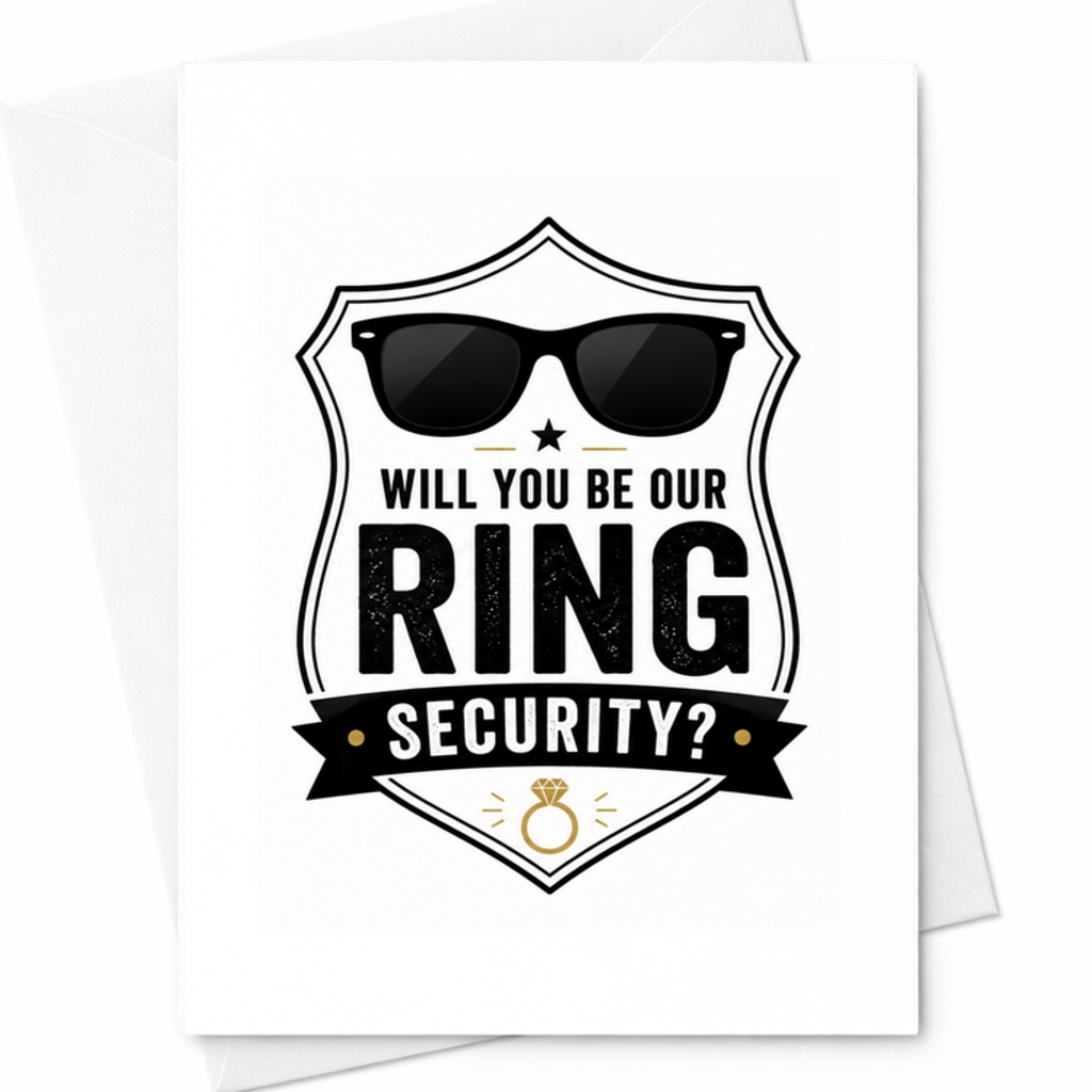 Will You Be Our Ring Security? Wedding Card Funny Proposal For Ring Bearer Cute Invitation For Kids Engagement Party C3322