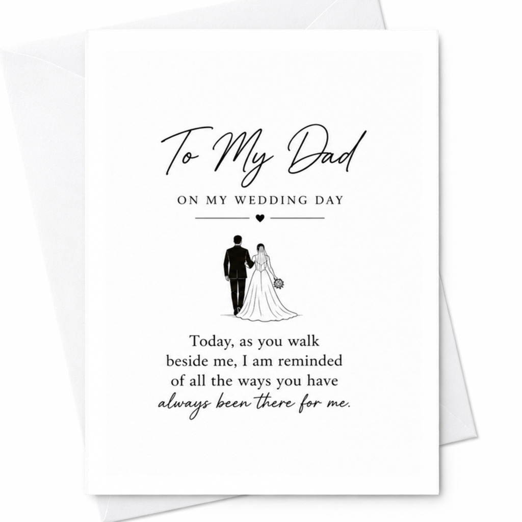 To My Dad On My Wedding Day Wedding Card Bride To Father Sentimental Wedding Card From Daughter Elegant Wedding Stationery C3328