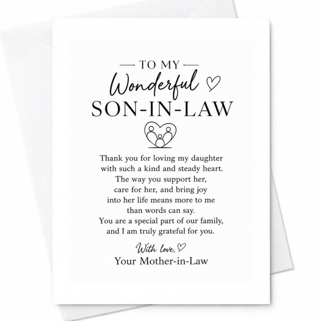 To My Wonderful Son-In-Law Wedding Card From Mother-In-Law Heartfelt Greeting Card For Son-In-Law Marriage Appreciation C3332