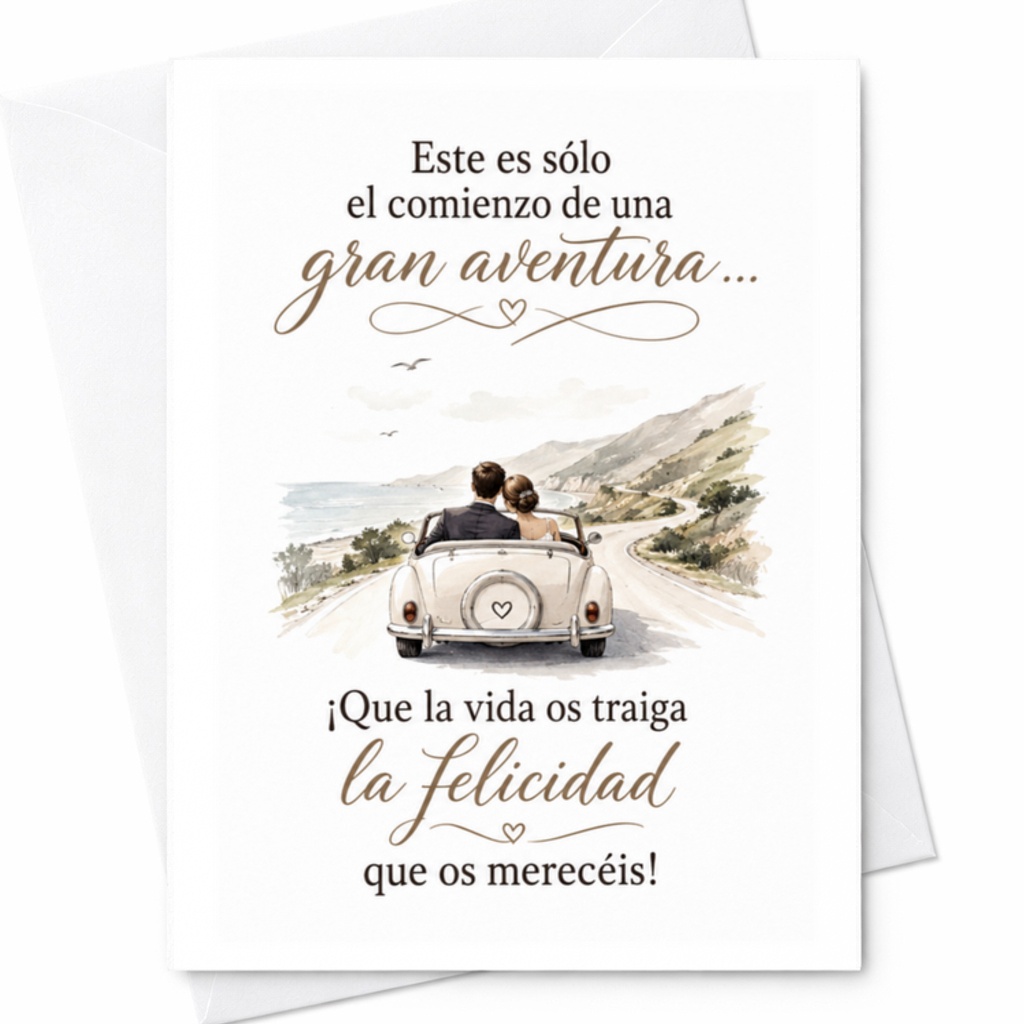 Este Es Sólo El Comienzo De Una Gran Aventura Wedding Card Couple Scenic Road Happiness Newlyweds Romantic Journey C3339