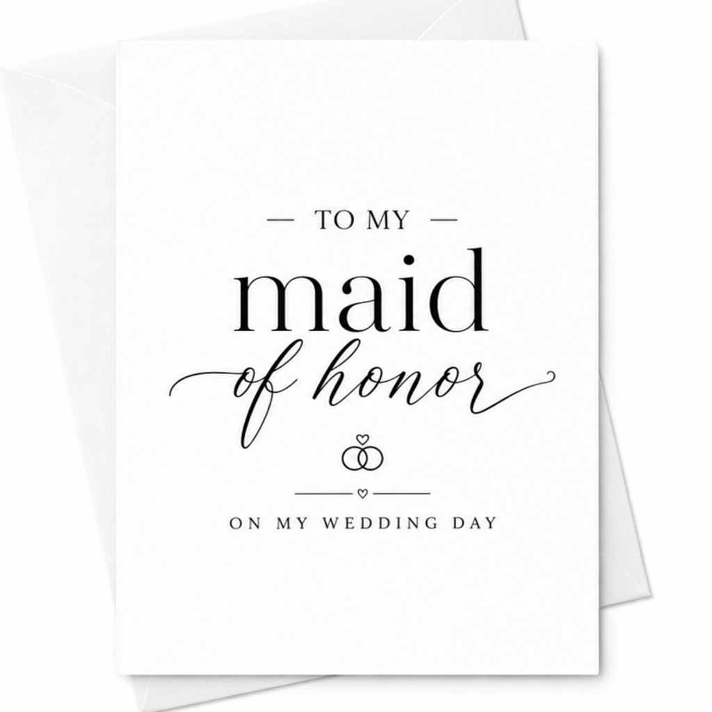 To My Maid Of Honor On My Wedding Day Wedding Card Maid Of Honor Bridal Party Card Elegant Wedding Day Card For Her C3340