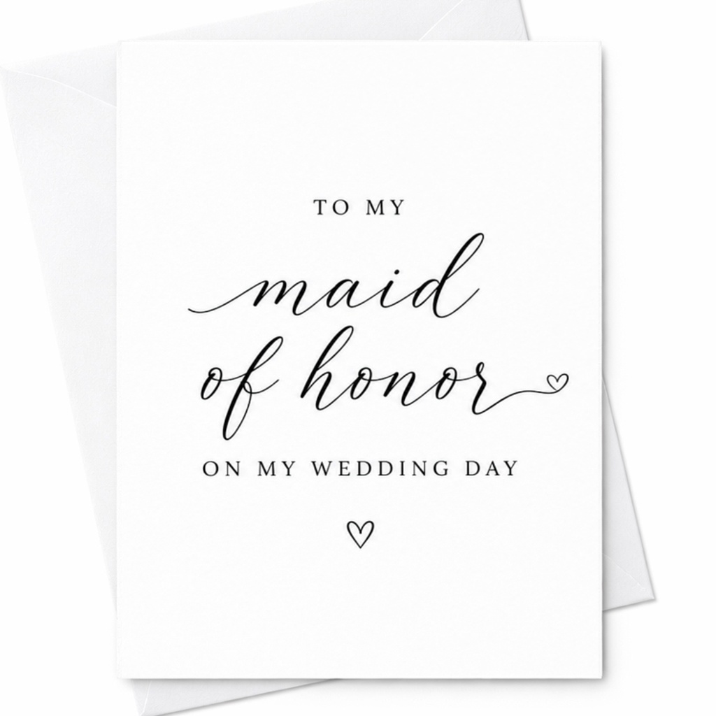 To My Maid Of Honor On My Wedding Day Wedding Card Bridal Party Thank You Card For Maid Of Honor Elegant Wedding Day Card C3341