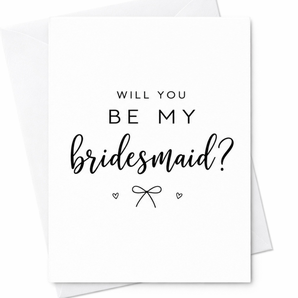 Will You Be My Bridesmaid? Bridesmaid Proposal Card Wedding Party Invitation Cute Minimalist For Best Friend Sister C3342