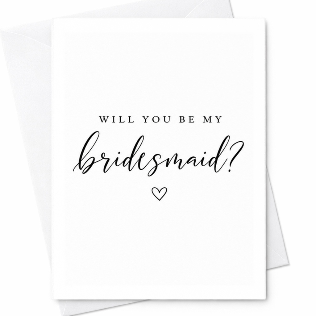 Will You Be My Bridesmaid? Bridesmaid Proposal Card Wedding Party Invitation Cute Heart For Best Friend Sister C3343