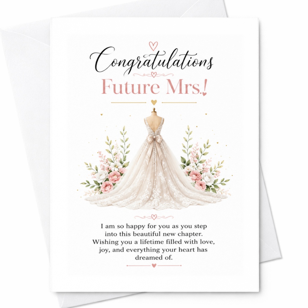 Congratulations Future Mrs! Engagement Card Wedding Bridal Shower Bride To Be Floral Romantic Greeting Card C3346