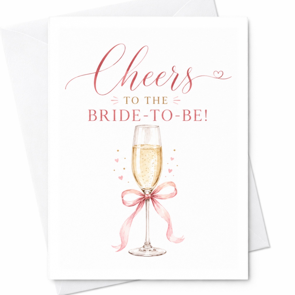 Cheers To The Bride-To-Be! Engagement Card Champagne Glass Bridal Shower Wedding Celebration Cute Bride To Be Card C3352