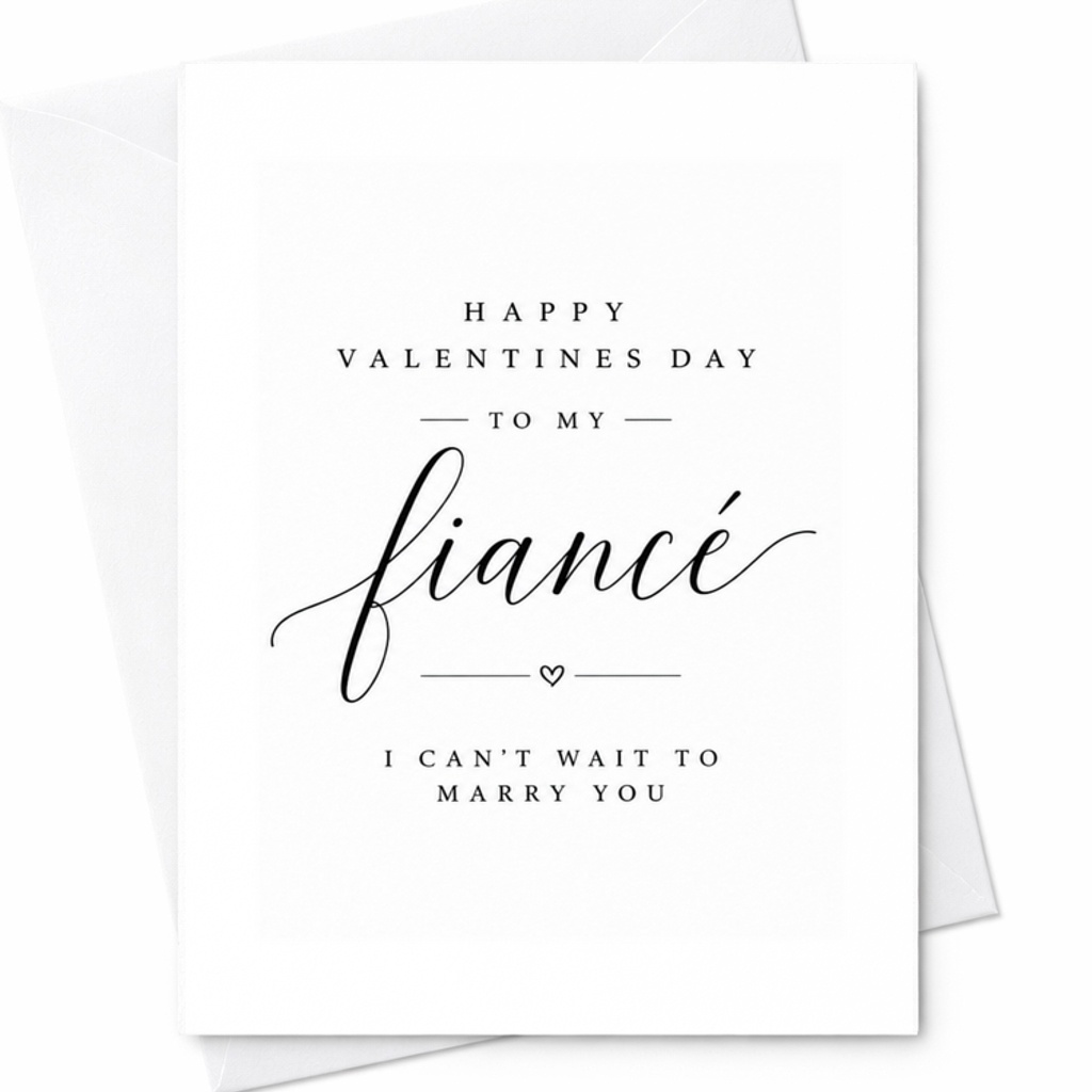 Happy Valentines Day To My Fiancé I Can't Wait To Marry You Valentines Day Card Romantic Greeting For Fiance Sweet Love Card C3324