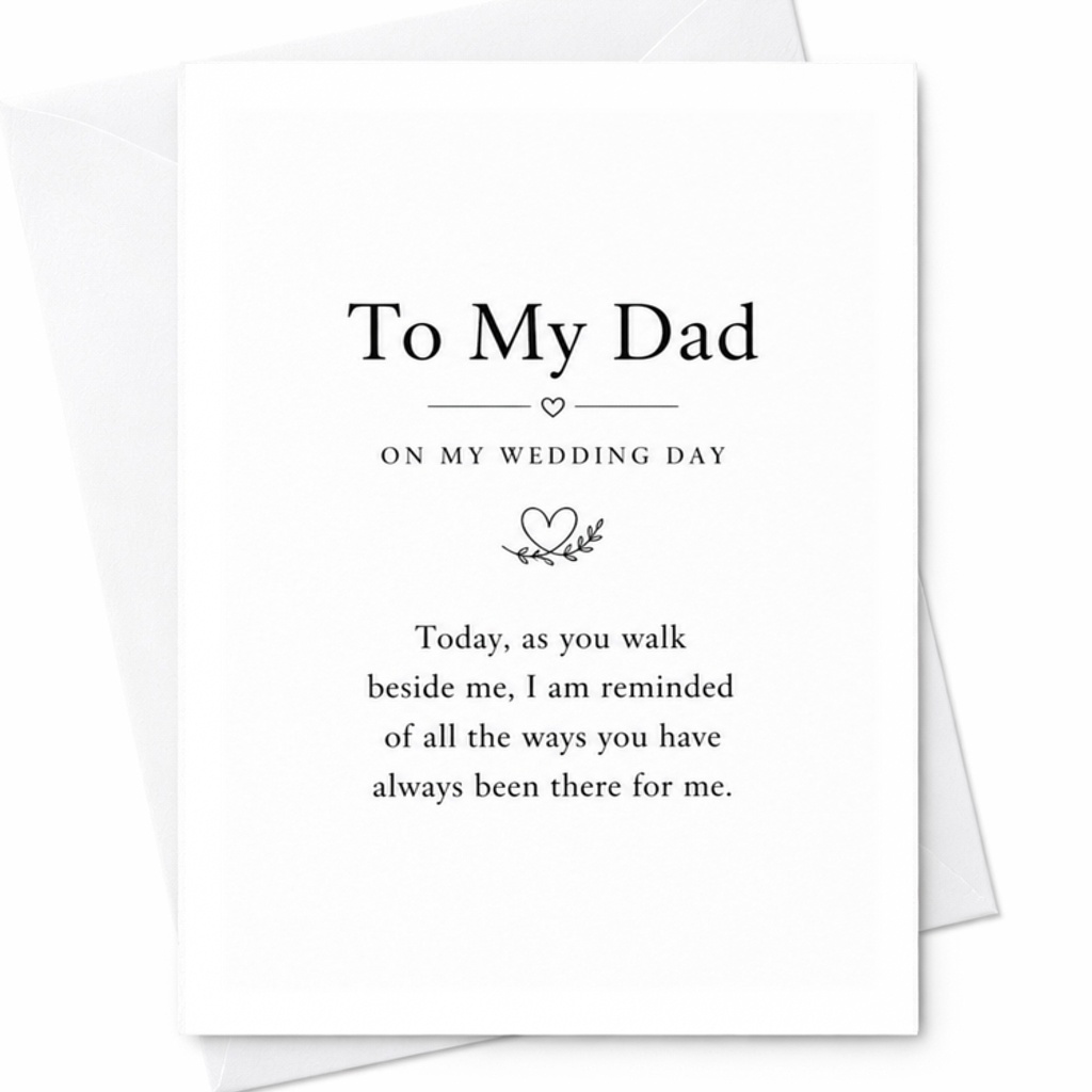 To My Dad On My Wedding Day Wedding Card Sentimental Father Bride Keepsake Minimalist Wedding Card For Dad From Daughter C3329