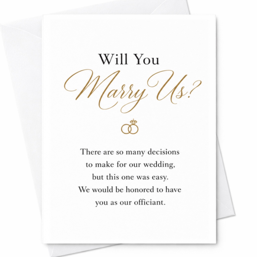 Will You Marry Us? Wedding Officiant Request Card Elegant Minimalist Wedding Invitation Card For Officiant Proposal C3337