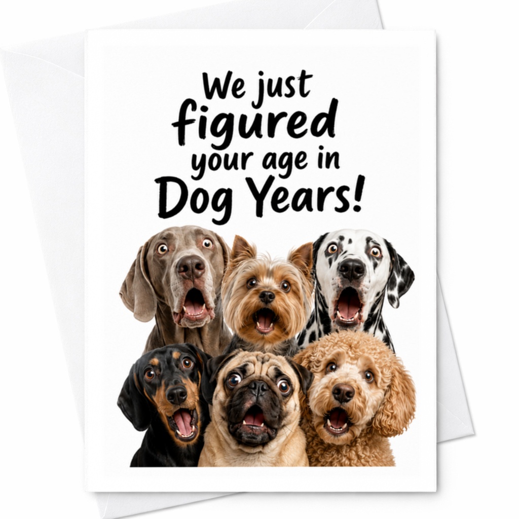 We Just Figured Your Age In Dog Years Funny Dog Birthday Card For Pet Lovers Greeting Card For Friends Family Animal Love C3356