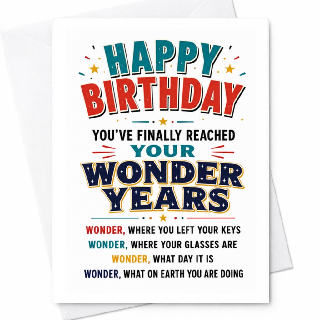 Happy Birthday You've Finally Reached Your Wonder Years Funny Birthday Card For Dad Mom Him Her Old Age Celebration C3367