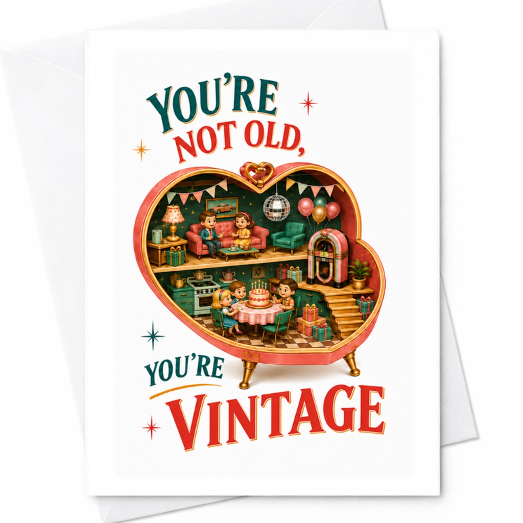 You're Not Old, You're Vintage Funny Birthday Card Old Age Greeting Card For 40th 50th 60th 70th Celebration C3368
