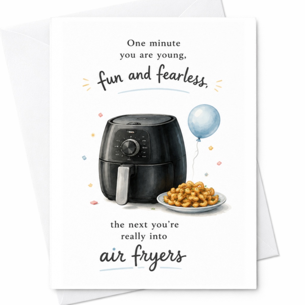 One Minute You Are Young Fun And Fearless Air Fryers Birthday Card Funny Cooking Lover Card For Friend Chef C3370