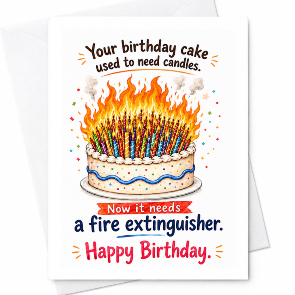 Your Birthday Cake Used To Need Candles Funny Birthday Card Fire Extinguisher For Him Her Friend Colorful Cake C3376