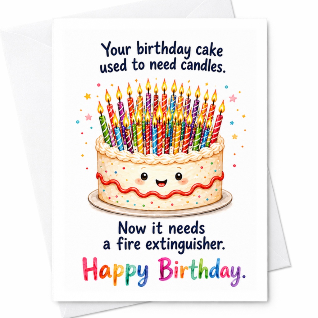Your Birthday Cake Used To Need Candles Funny Birthday Card For Him Or Her Greeting Card With Colorful Cake C3377