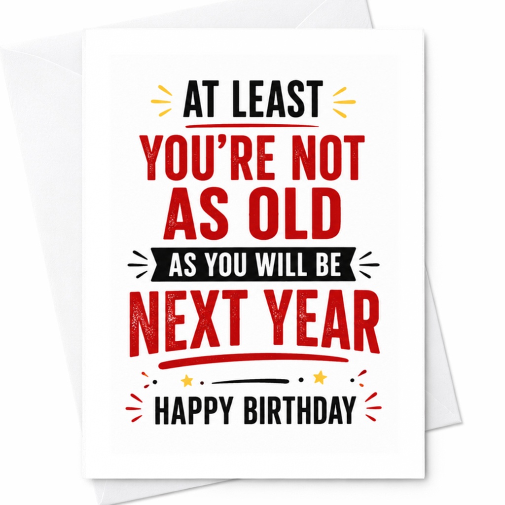 At Least You're Not As Old As You Will Be Next Year Happy Birthday Funny Birthday Card For Friend Family Greeting Card C3385