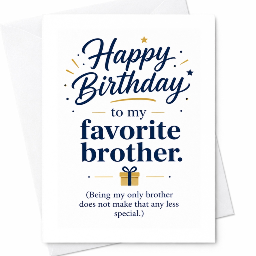 Happy Birthday To My Favorite Brother Funny Birthday Card For Brother Greeting Card For Sibling Celebration C3387