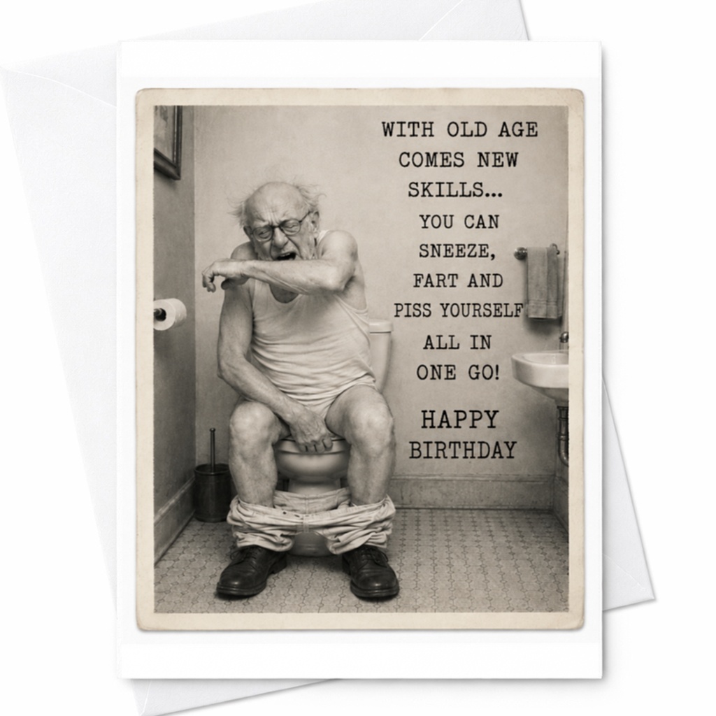 With Old Age Comes New Skills Funny Birthday Card Greeting Card For Him Dad Grandpa Friend Gag Gift C3388