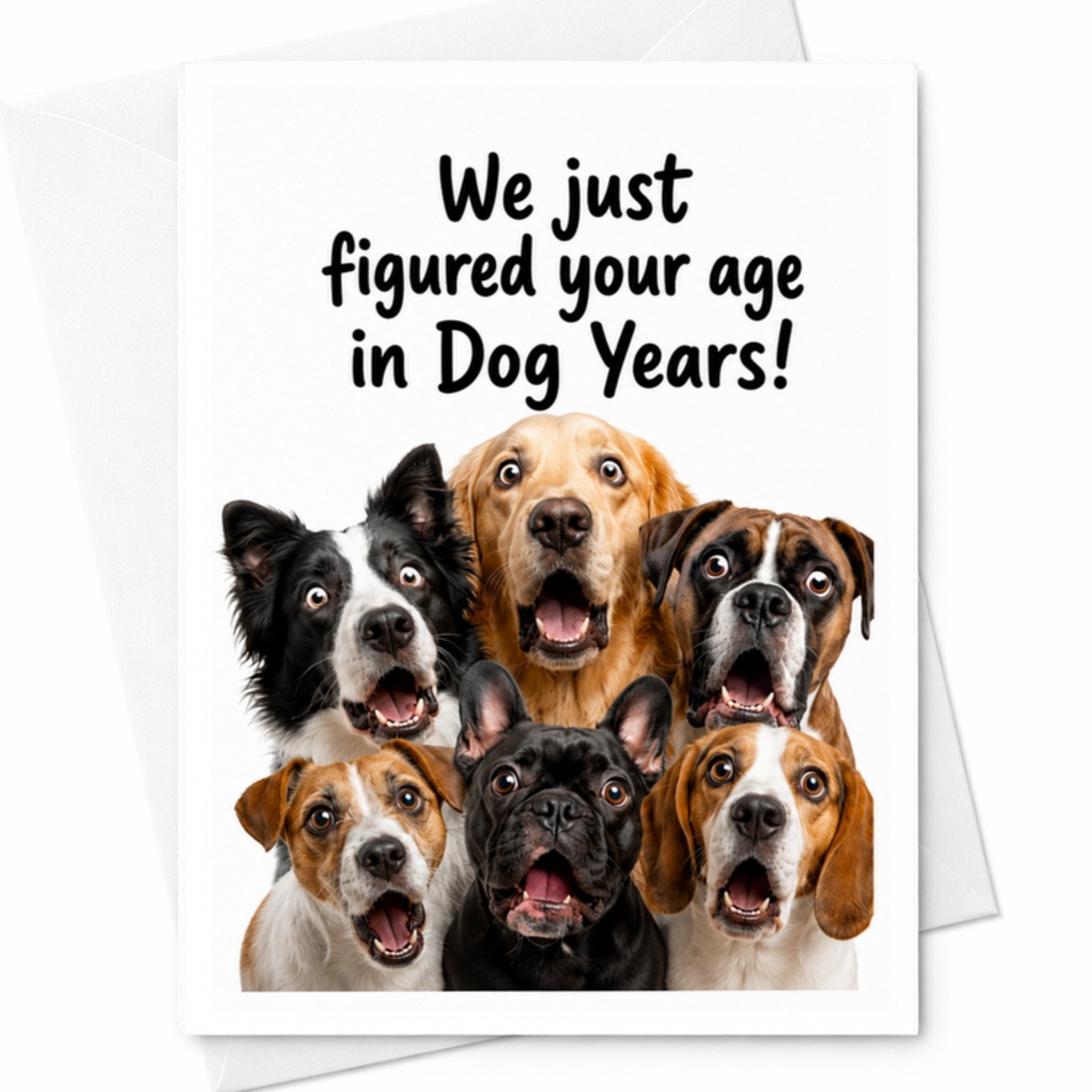 We Just Figured Your Age In Dog Years Funny Dog Birthday Card For Pet Lovers Greeting Card For Friends Family C3357