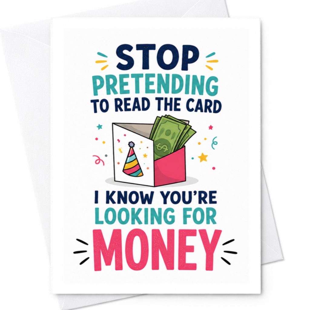 Stop Pretending To Read The Card I Know You're Looking For Money Funny Birthday Card For Friends Family Colleagues C3360