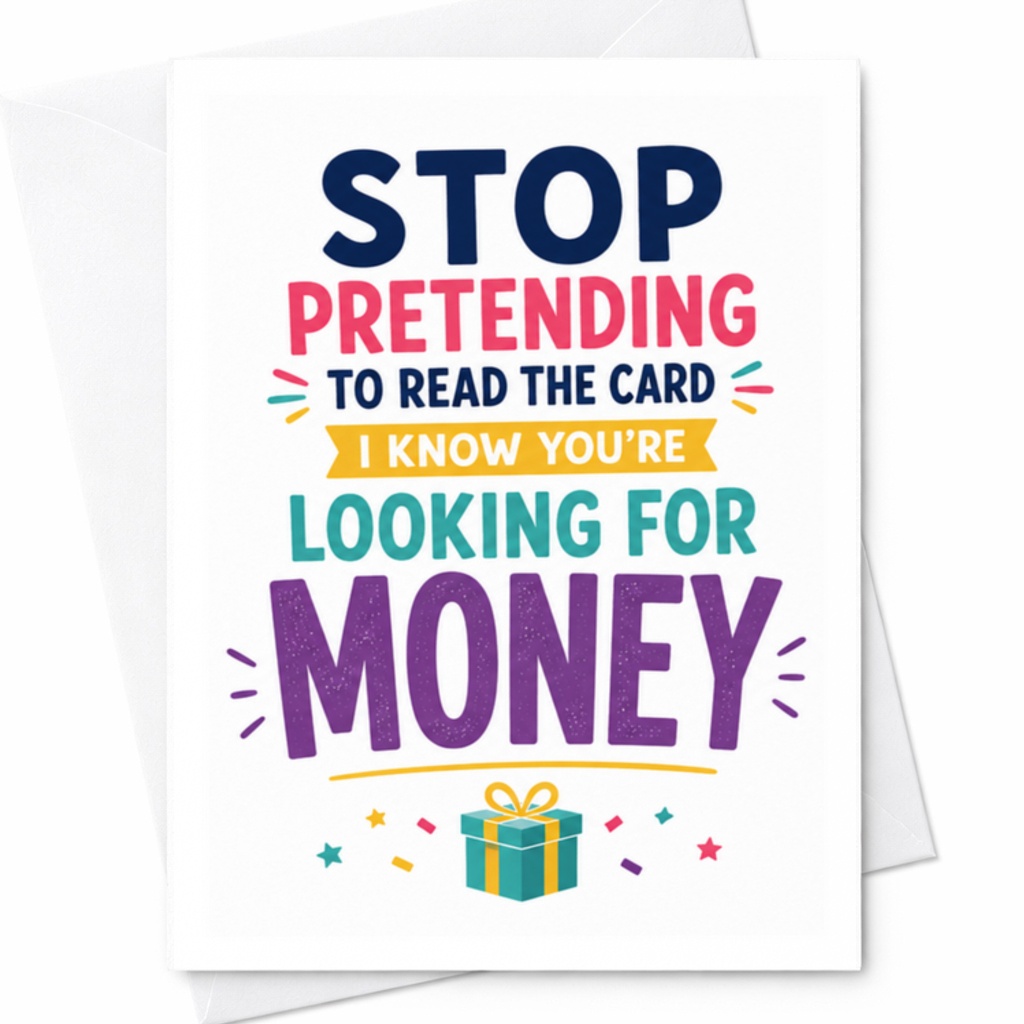 Stop Pretending To Read The Card I Know You're Looking For Money Funny Birthday Card For Friend Gift C3361