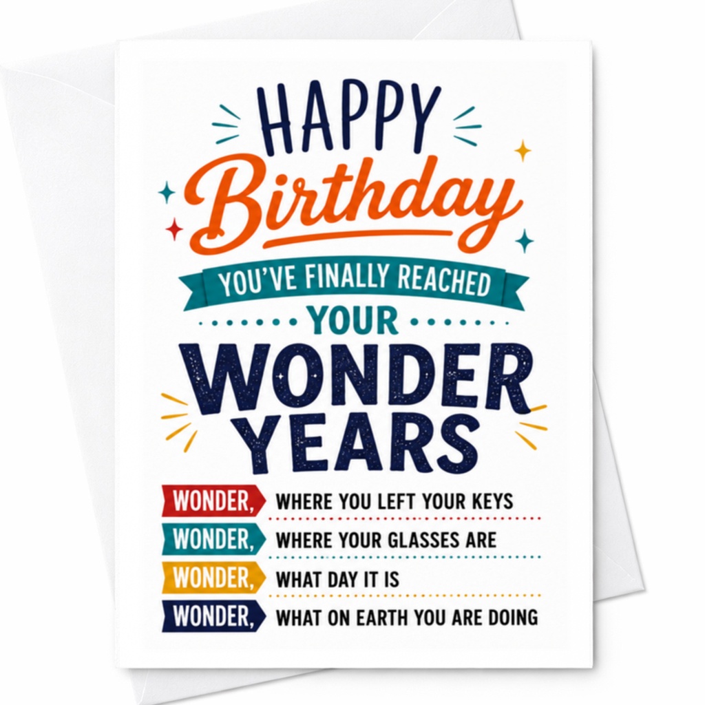 Happy Birthday You've Finally Reached Your Wonder Years Funny Birthday Card For Him Her Dad Mom Old Age Celebration C3366