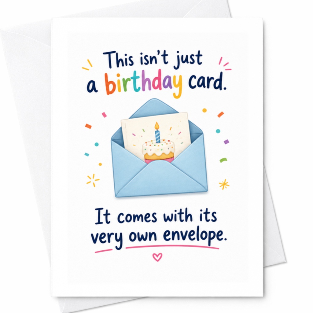 This Isn't Just A Birthday Card Funny Birthday Card With Envelope For Friend Sister Cute Teal Cartoon Greeting Car C3375