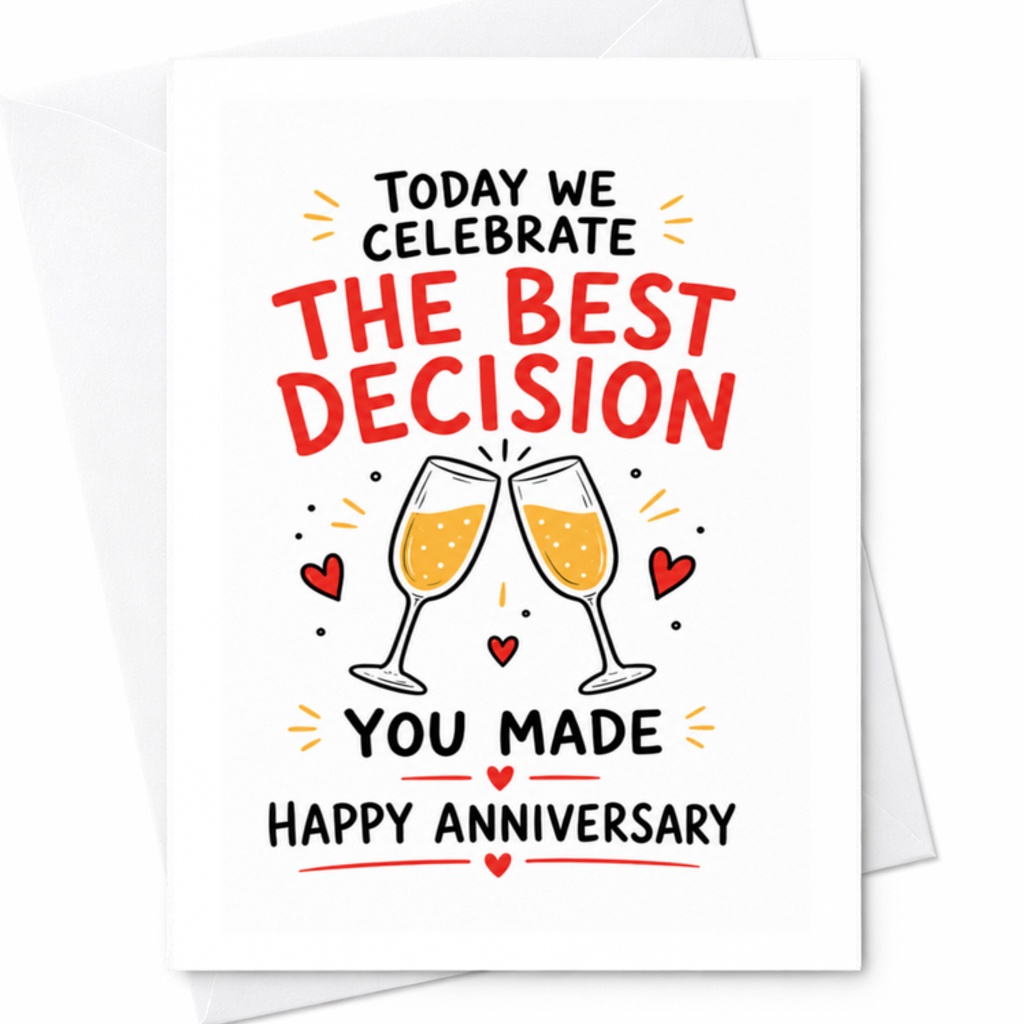 Today We Celebrate The Best Decision You Made Happy Anniversary Card For Husband Wife Romantic Celebration Cute C3383