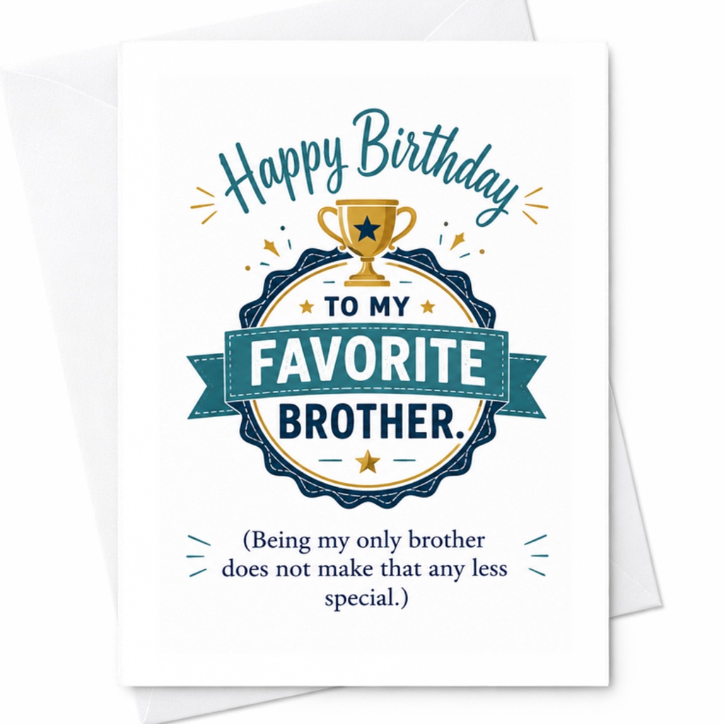 Happy Birthday To My Favorite Brother Funny Birthday Card For Brother Sibling Card Trophy Birthday Celebration C3386
