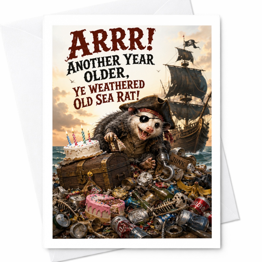 Arrr! Another Year Older, Ye Weathered Old Sea Rat! Funny Pirate Birthday Card For Men Grandpa Brother Friend C3390