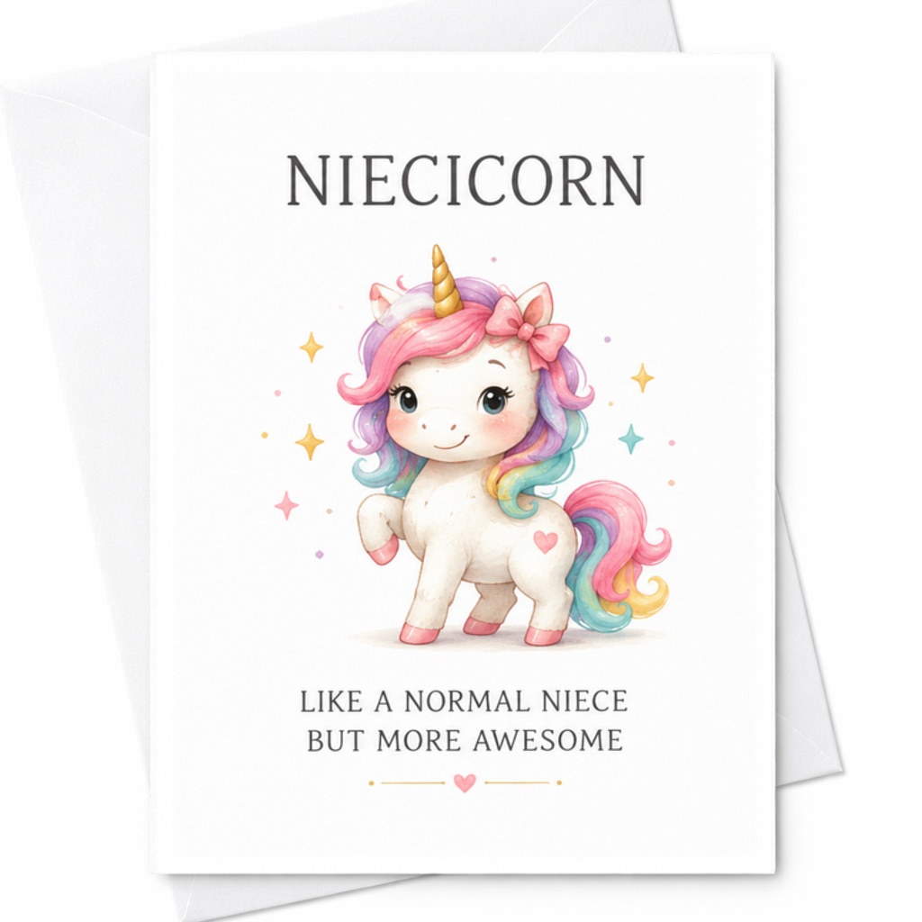 Niecicorn Like A Normal Niece But More Awesome Cute Unicorn Greeting Card For Niece Birthday Card Adorable Rainbow Unicorn C3404