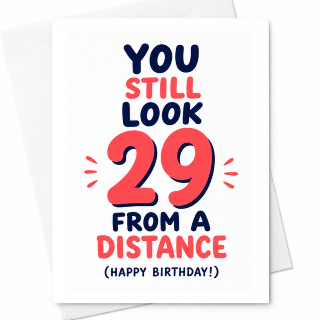 You Still Look 29 From A Distance (happy Birthday!) Funny Birthday Card For Friend Greeting Card For Him Her Celebration C3419