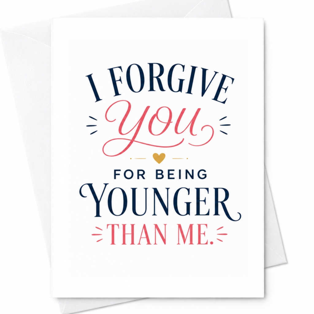 I Forgive You For Being Younger Than Me Funny Birthday Card Colorful Greeting Card For Friends Card C3398