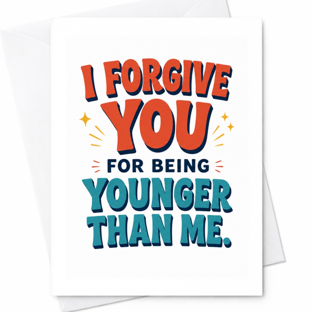 I Forgive You For Being Younger Than Me Funny Birthday Card Colorful Greeting Card For Friends Card C3399