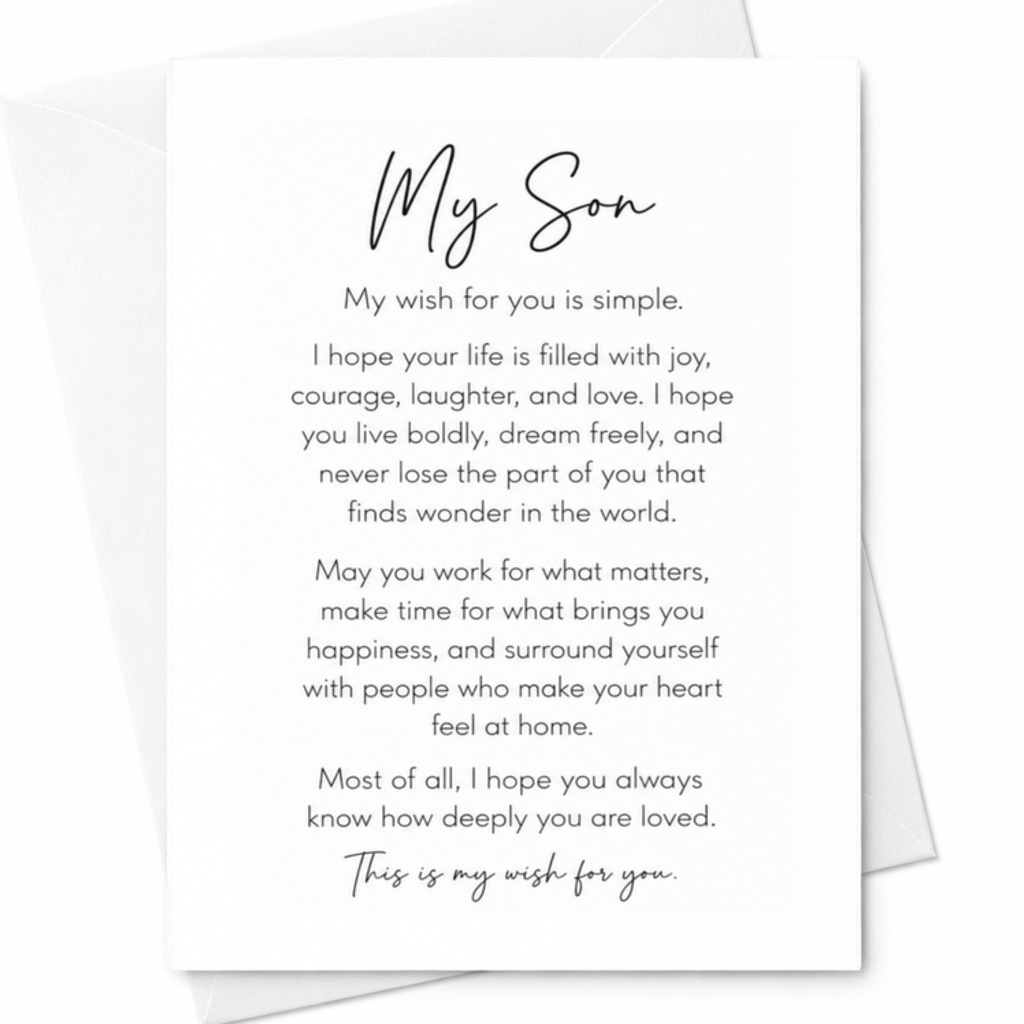 My Son Sentimental Greeting Card Heartfelt Message For Son Inspirational Love Card From Parent Birthday Graduation C3406