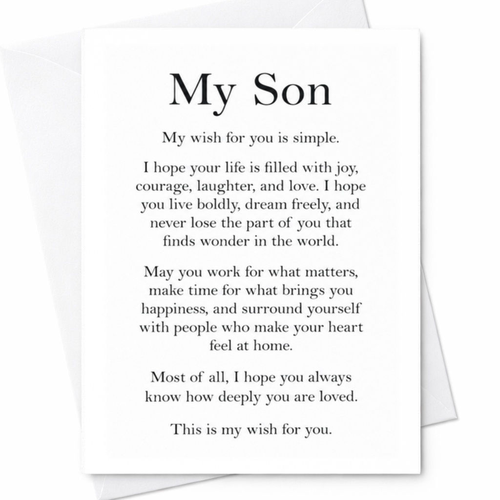 My Son Sentimental Everyday Card Heartfelt Message For Son Inspirational Greeting Card From Parent Love Encouragement C3407