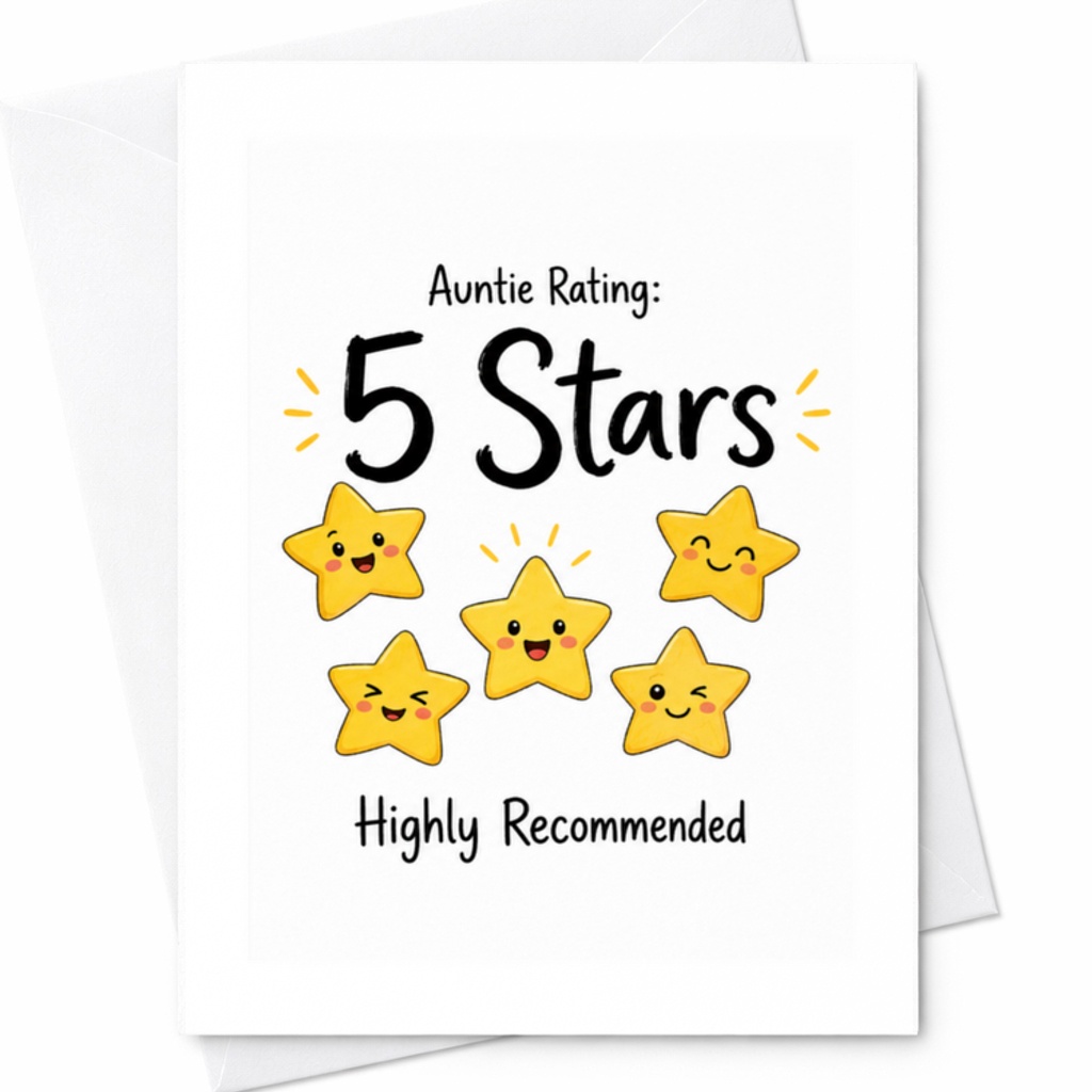 Auntie Rating: 5 Stars Highly Recommended Cute Greeting Card For Aunt Birthday Card From Niece Nephew Fun Star C3420