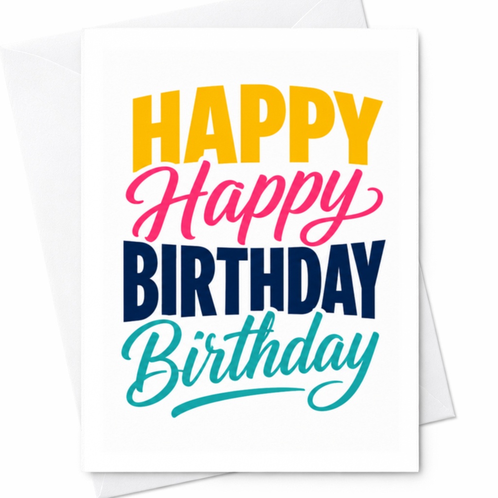 Happy Happy Birthday Birthday Colorful Birthday Card For Cat Lovers Family Friends Fun Celebration Whimsical C3424