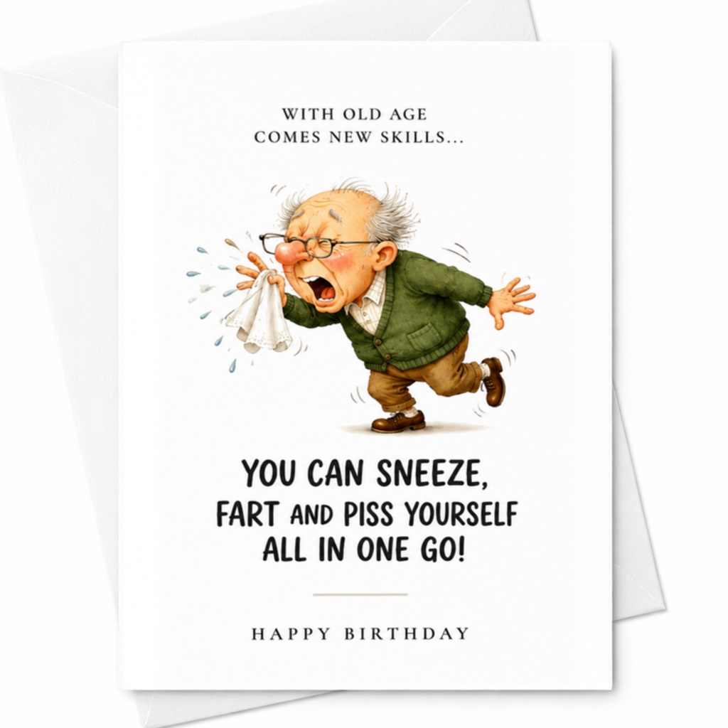 With Old Age Comes New Skills Funny Birthday Card For Men Grandfather Risqué 50th Birthday Card For Him Comedic Greeting C3433