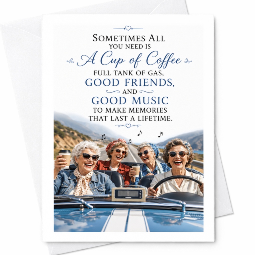Sometimes All You Need Is A Cup Of Coffee Birthday Card Funny Friends Road Trip For Best Friend Sister Mom Fun C3443