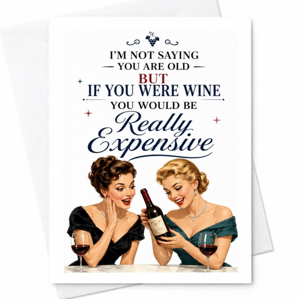 I'm Not Saying You Are Old But If You Were Wine You Would Be Really Expensive Funny Birthday Card For Friend Vintage Style C3454