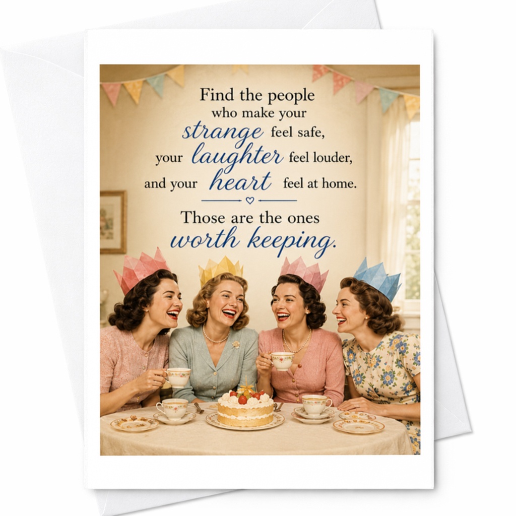 Find The People Who Make Your Strange Feel Safe Friendship Card Vintage Women Celebration Heartfelt Greeting Card For Friends C3462
